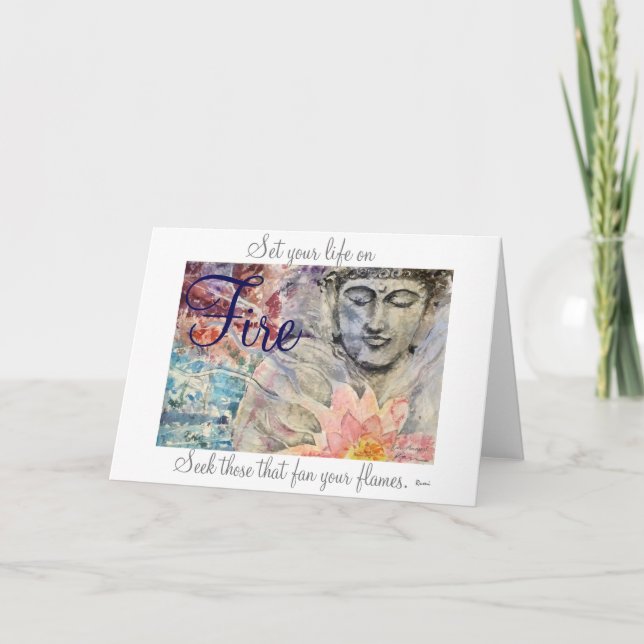 Cartão Rumi Life Quote Buddha Watercolor Art Card (Frente)