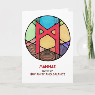 Cartão Rune Mannaz - Humanidade & Equilíbrio - Art Nouvea