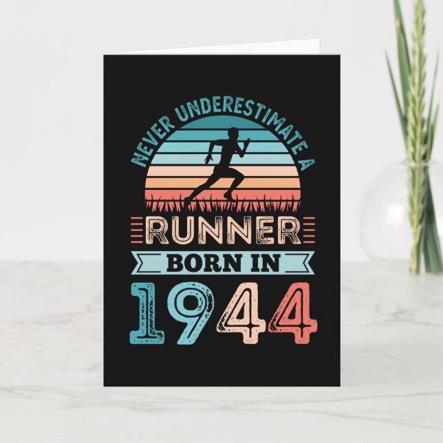 Cartão Runner born in 1944 80th Birthday Gift Running Dad (Frente)