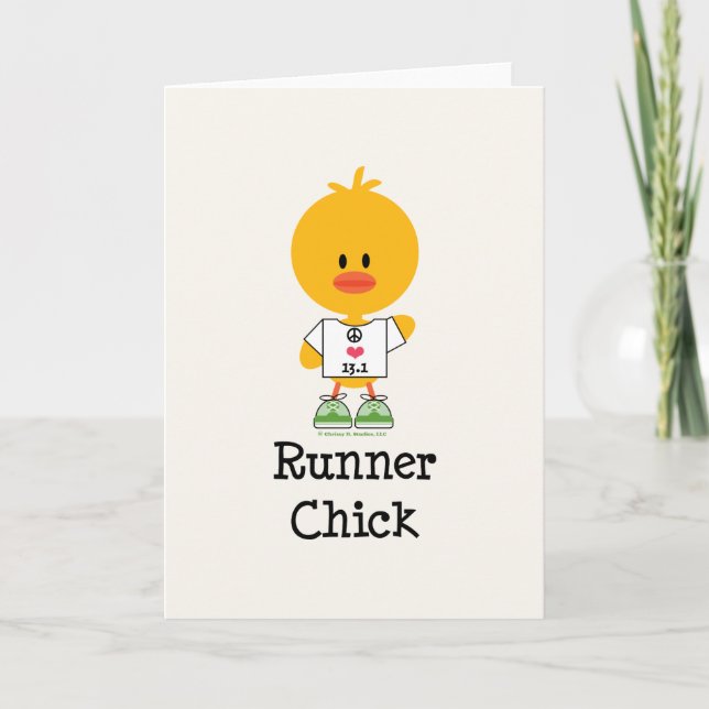 Cartão Runner Chick Half Marathon Greeting Card (Frente)
