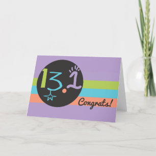 Cartão Runner Parabéns Eclectic 13.1 Marathon