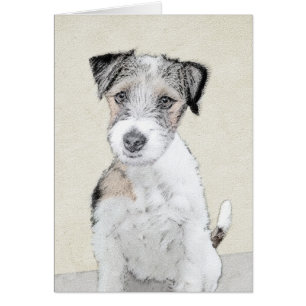 Cartão Russell Terrier Rough Painting - Arte Original de