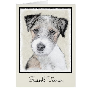 Cartão Russell Terrier Rough Painting - Arte Original de