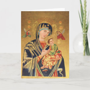 Cartão Russian Orthodox Icon - Virgin Mary and baby Jesus