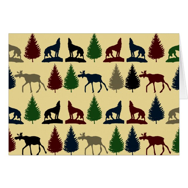 Cartão Russo de Cabina de Montanha do Lobo Selvagem Selva (Frente horizontal)