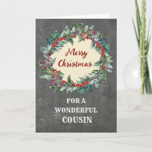Cartão Russo Natal Wreath Primo Feliz Natal