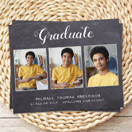 Cartão Rustic 3 Photo Chalkboard Budget Graduation