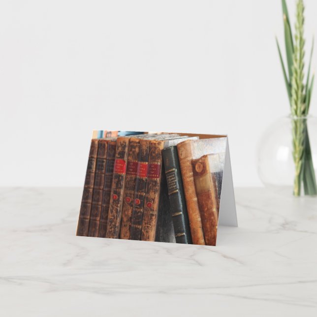 Cartão Rustic Antique Books Library Shelf Blank Notecards (Frente)
