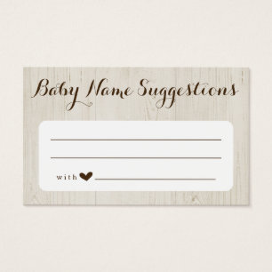 Cartão Rustic Baby Name Suggings para Chá de fra