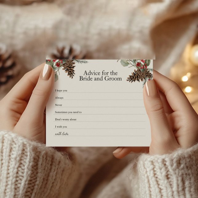 Cartão Rustic Bridal Advice | Xadrez e pinecones (Criador carregado)