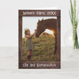 Cartão Rustic Brown Wood Text Editable Faux Photo Frame