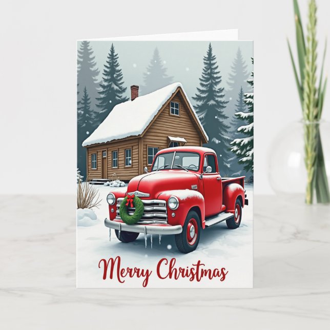 Cartão Rustic Christmas Red Truck (Frente)