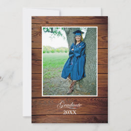 Cartão Rustic College Graduation Announcement with photo