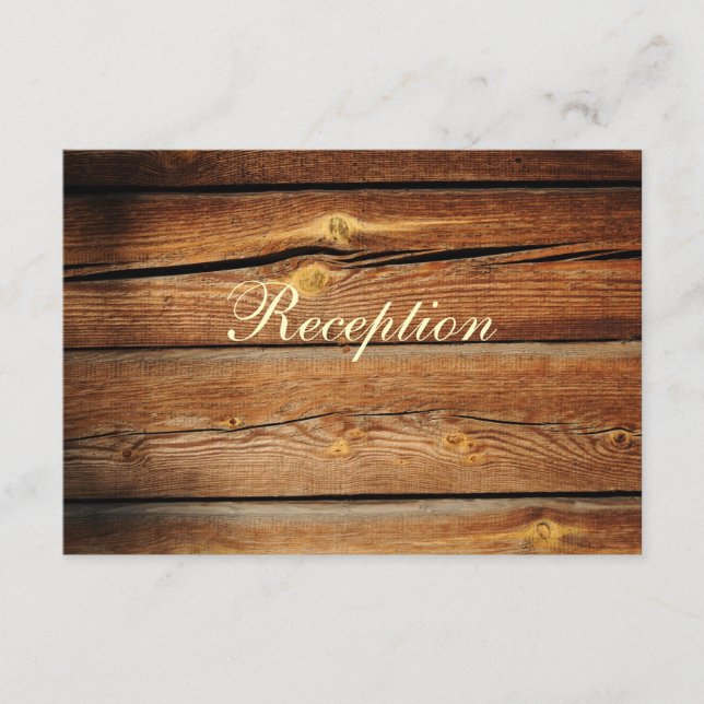 Cartão Rustic Country Barn Wood Reception Card (Frente)