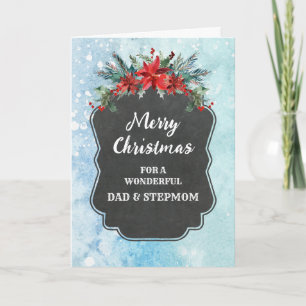 Cartão Rustic Dad and Stepmom Merry Christmas
