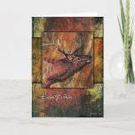 Cartão Rustic Elk Wildlife Birthday Card<br><div class="desc">A birthday card with a digital painting of an Elk's head on a  weathered,  rustic colorful background.</div>