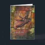 Cartão Rustic Elk Wildlife Birthday Card<br><div class="desc">A birthday card with a digital painting of an Elk's head on a  weathered,  rustic colorful background.</div>