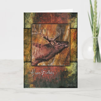 Cartão Rustic Elk Wildlife Birthday Card