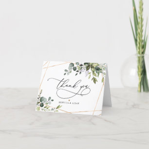 Cartão Rustic Eucalyptus Greenery Dourado Geométrico