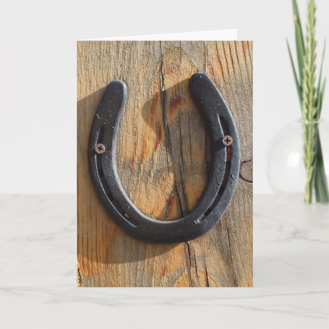 Cartão Rustic Father's Day Horseshoe Good Luck Charm (Frente)
