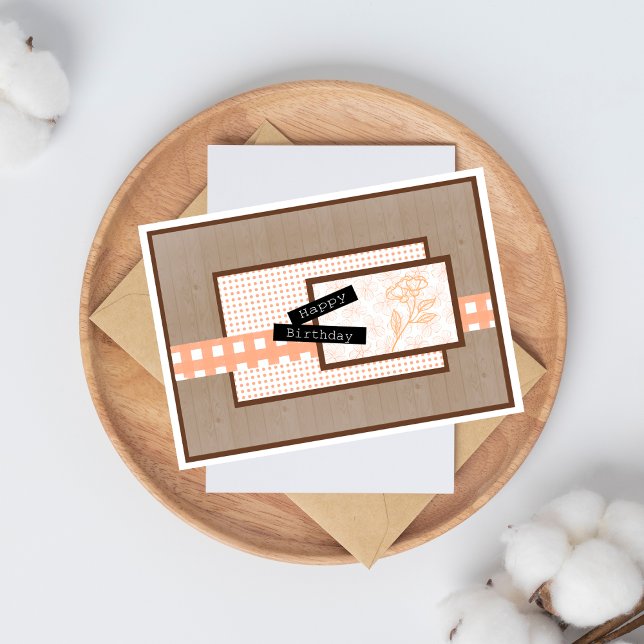 Cartão Rustic Floral Light Orange Birthday (Criador carregado)