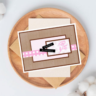 Cartão Rustic Floral Light Pink Birthday