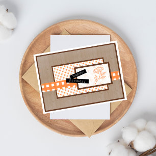 Cartão Rustic Floral Orange Birthday