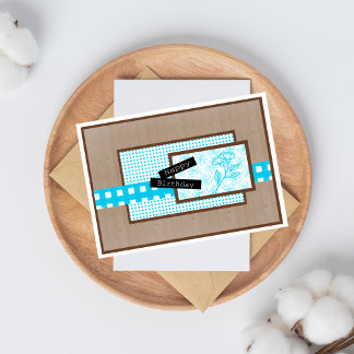 Cartão Rustic Floral Turquoise Birthday