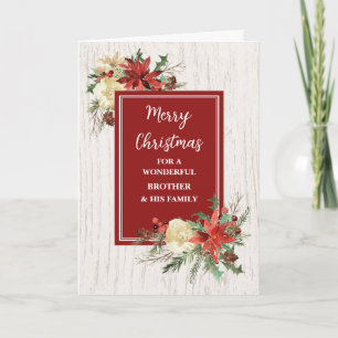 Cartão Rustic Flowers Brother & Family Christmas