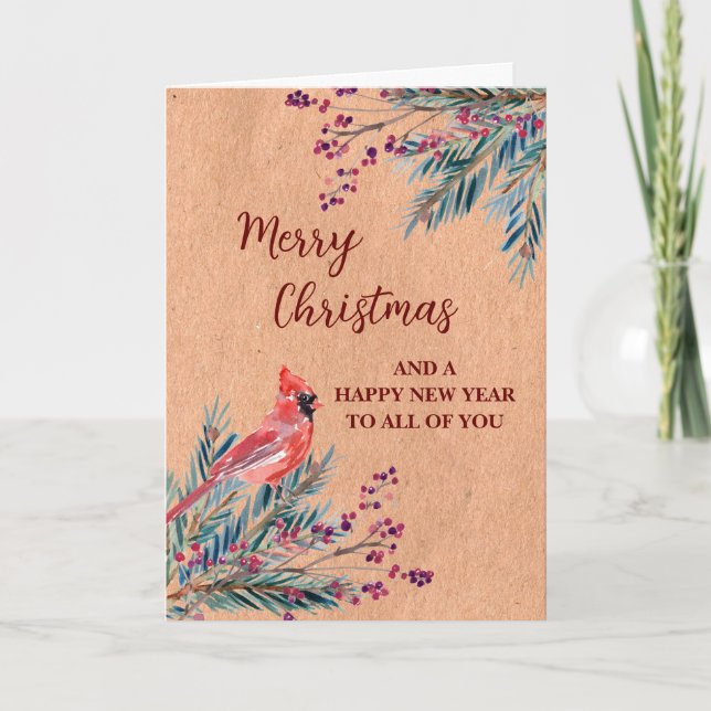 Cartão Rustic For Group Natal Foliday Card (Frente)
