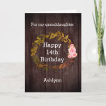 Cartão Rustic Granddaughter Birthday<br><div class="desc">A rustic 14th birthday granddaughter card,  which you can easily personalize with her age and name. The inside birthday message can also be personalized. The back also features the same beautiful laurel on front. You'll be able to personalize with the year.</div>