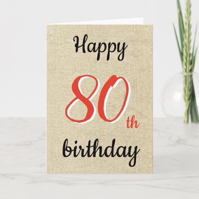 Cartão Rustic Happy Birthday - Script 80 Birthday (Frente)
