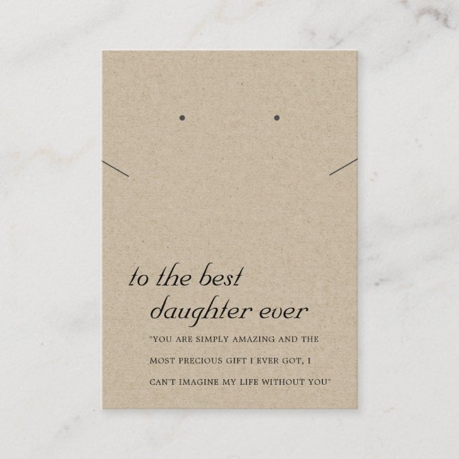 CARTÃO RUSTIC KRAFT DAUGHTER GIFT NECKLACE EARRD (Frente)