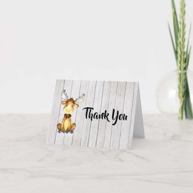 Cartão Rustic Moose Thank You Card (Frente)