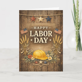 Cartão Rustic Patriotic Barnwood Happy Labor Day