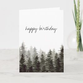 Cartão Rustic Pine Trees Happy Birthday