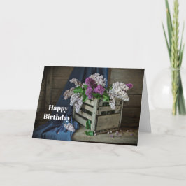 Cartão Rustic Purple and White Lilacs Floral Birthday