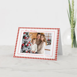 Cartão Rustic Red Gingham Photo Christmas Greeting Card
