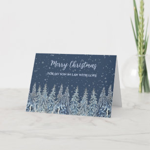 Cartão Rustic Snowy Forest Son em Direito Feliz Natal