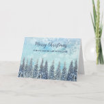 Cartão Rustic Snowy Forest Son no Natal<br><div class="desc">Feliz Natal para o filho no cartão de direito com uma floresta rústica e com cor de água nevada.</div>