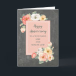 Cartão Rustic Son & Son no aniversário do casamento<br><div class="desc">Feliz cartão de aniversário de casamento para filho e filho com flores rústicas do país,  padrão de quadro e verso sincero.</div>