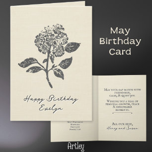 Cartão Rustic Stamped Hawthorn May Birnen Flower Linen