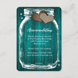 Cartão Rustic Teal Mason Jar Wood