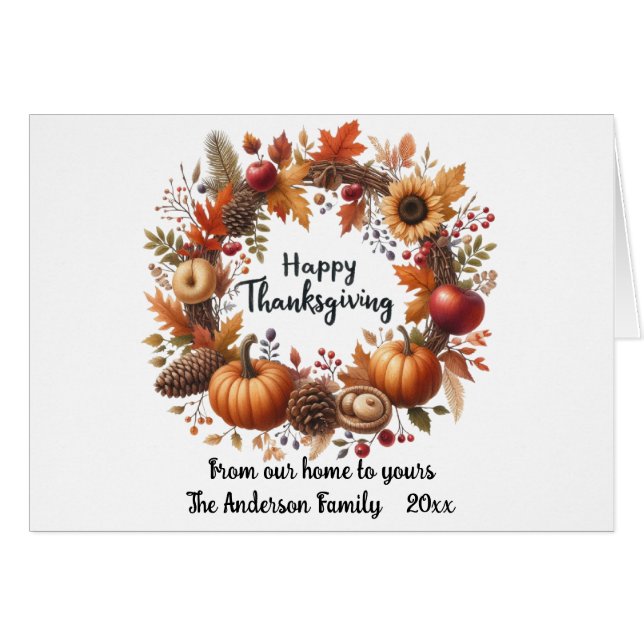 Cartão Rustic Thankanding Pumpkin Watercolor Autumn (Frente horizontal)