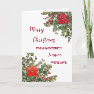 Cartão Rustic Watercolor Fiancée Felry Christmas