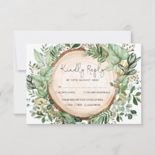 Cartão Rustic Watercolor Greenery Forest Wedding RSVP