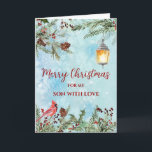 Cartão Rustic Watercolor Son Felry Natal<br><div class="desc">Feliz Natal para o cartão de criança em padrão de aquarela rústica e flores de aquarela e folhagem.</div>