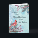 Cartão Rustic Watercolor Son in Law Feliz Natal<br><div class="desc">Feliz Natal para o filho no cartão de direito com folhagem de cor d'água de inverno,  verso cardeal e pensativo.</div>
