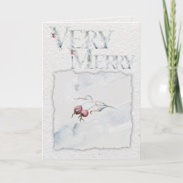 Cartão Rustic Watercolor Winter Berry Christmas