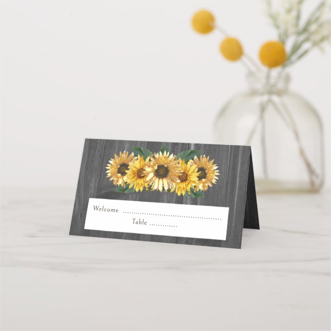 Cartão Rustic Weathered Sunflower Reception Place (Frente)